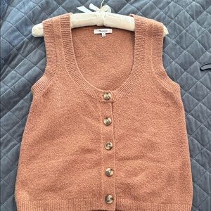 Madewell Kneale Camel Button-Up Knit Sweater Vest Tank